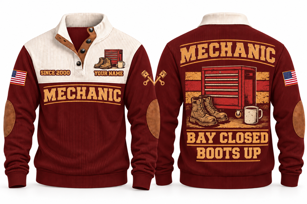 Mechanic MEC08 sports sweatshirt jujube-red, front and back with flat printed artwork