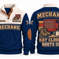 Mechanic MEC08 sports sweatshirt navy, front and back with flat printed artwork