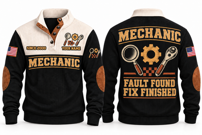 Mechanic MEC09 sports sweatshirt black, front and back with flat printed artwork