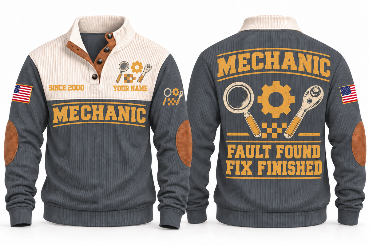 Mechanic MEC09 sports sweatshirt grey, front and back with flat printed artwork