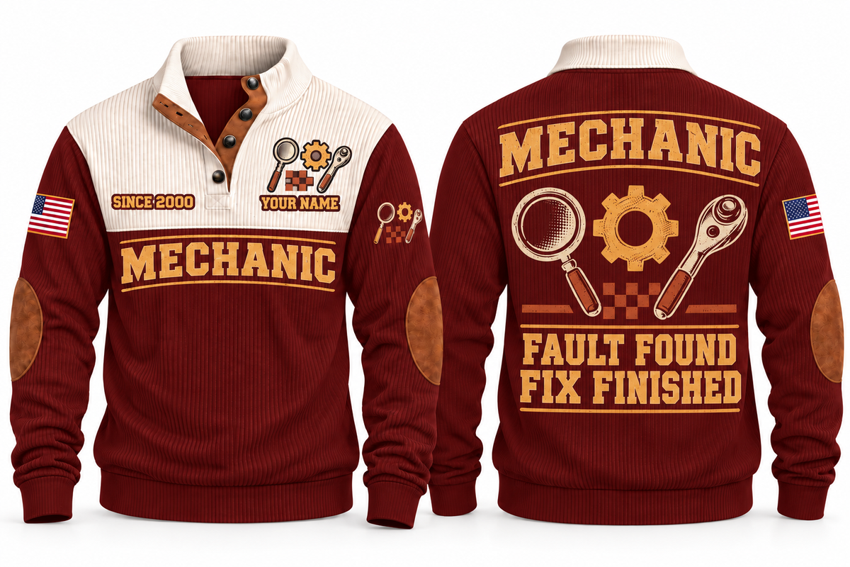 Mechanic MEC09 sports sweatshirt jujube-red, front and back with flat printed artwork
