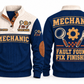 Mechanic MEC09 sports sweatshirt navy, front and back with flat printed artwork