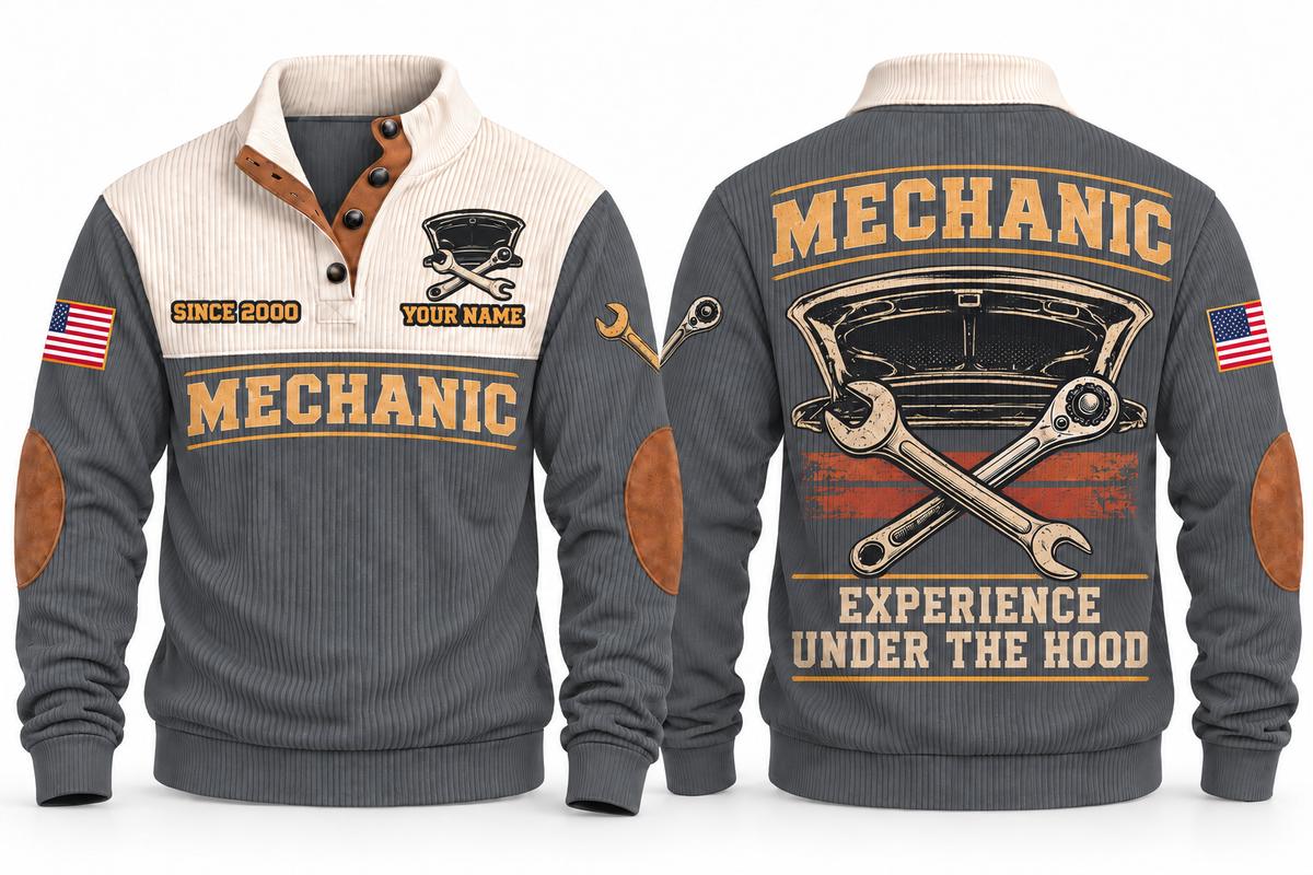 Mechanic MEC10 sports sweatshirt grey, front and back with flat printed artwork