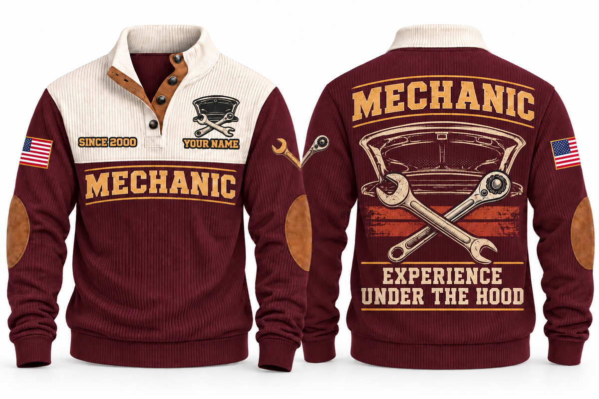 Mechanic MEC10 sports sweatshirt jujube-red, front and back with flat printed artwork