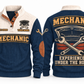 Mechanic MEC10 sports sweatshirt navy, front and back with flat printed artwork