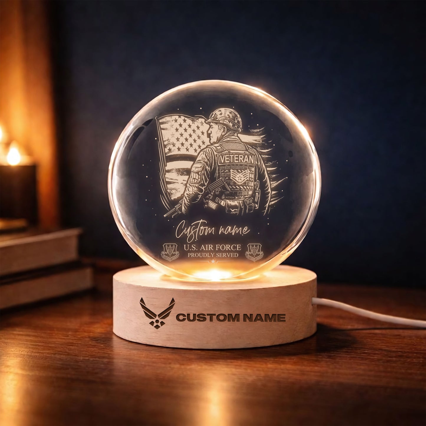 Air Force Command - Personalized US Veteran/ Soldier With Rank And Name Crystal Ball Night Light - 1776816002