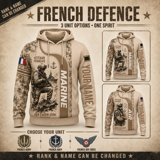 Personalized France Soldier/Veteran with Name & Rank Hoodie All Over Printed - QK1779148818