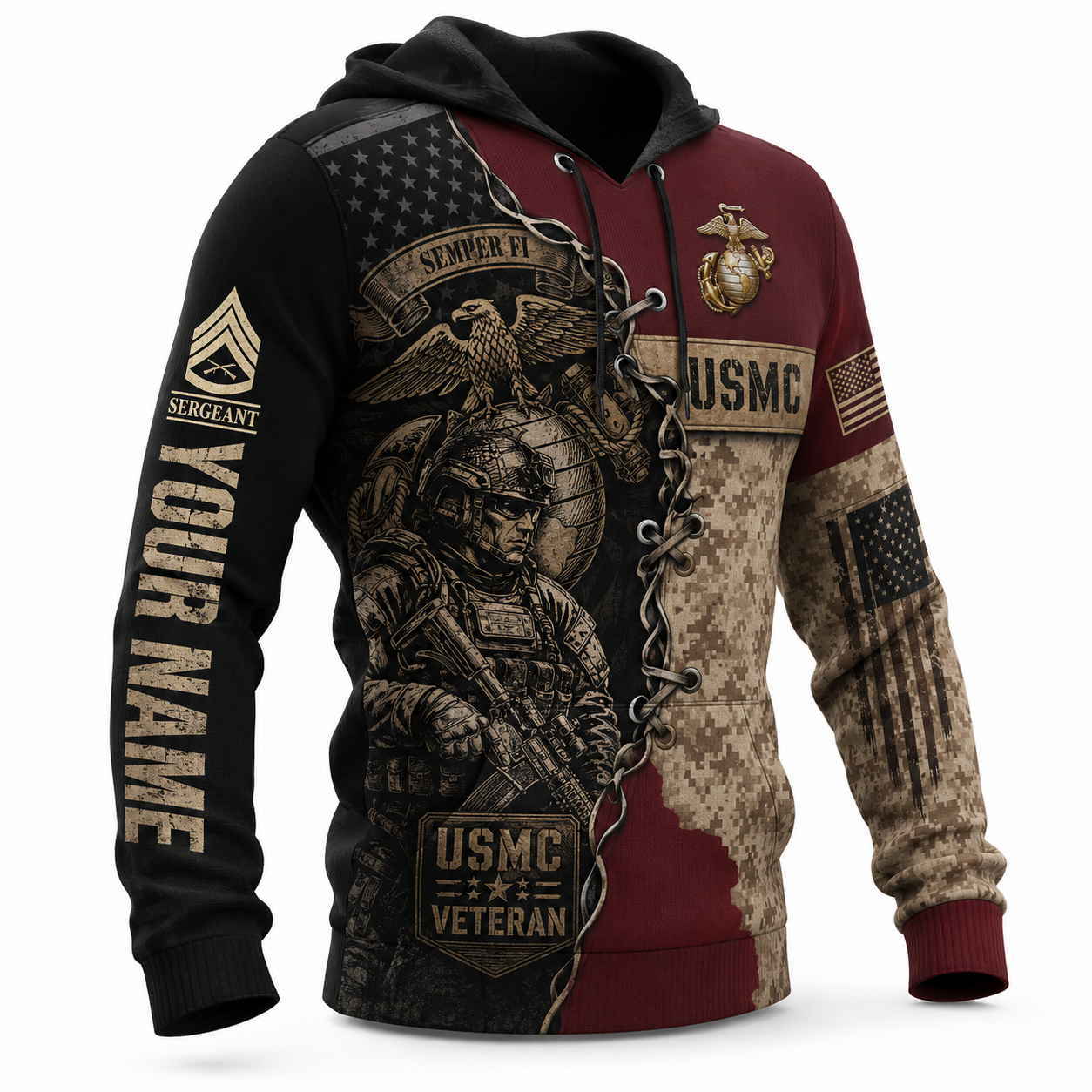 U.S. Marine Corps Veteran Tactical Hoodie – Military Hoodie for Soldiers & Patriot - 1778630404