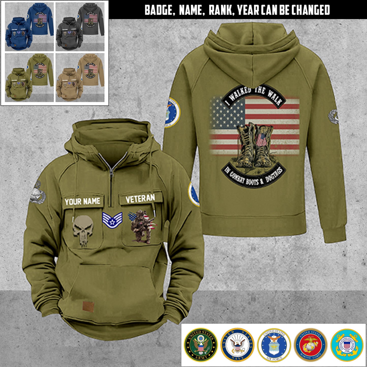 Air Force Badge - Personalized US Soldier/ Veteran Vintage Hoodie All Over Printed - 17494272