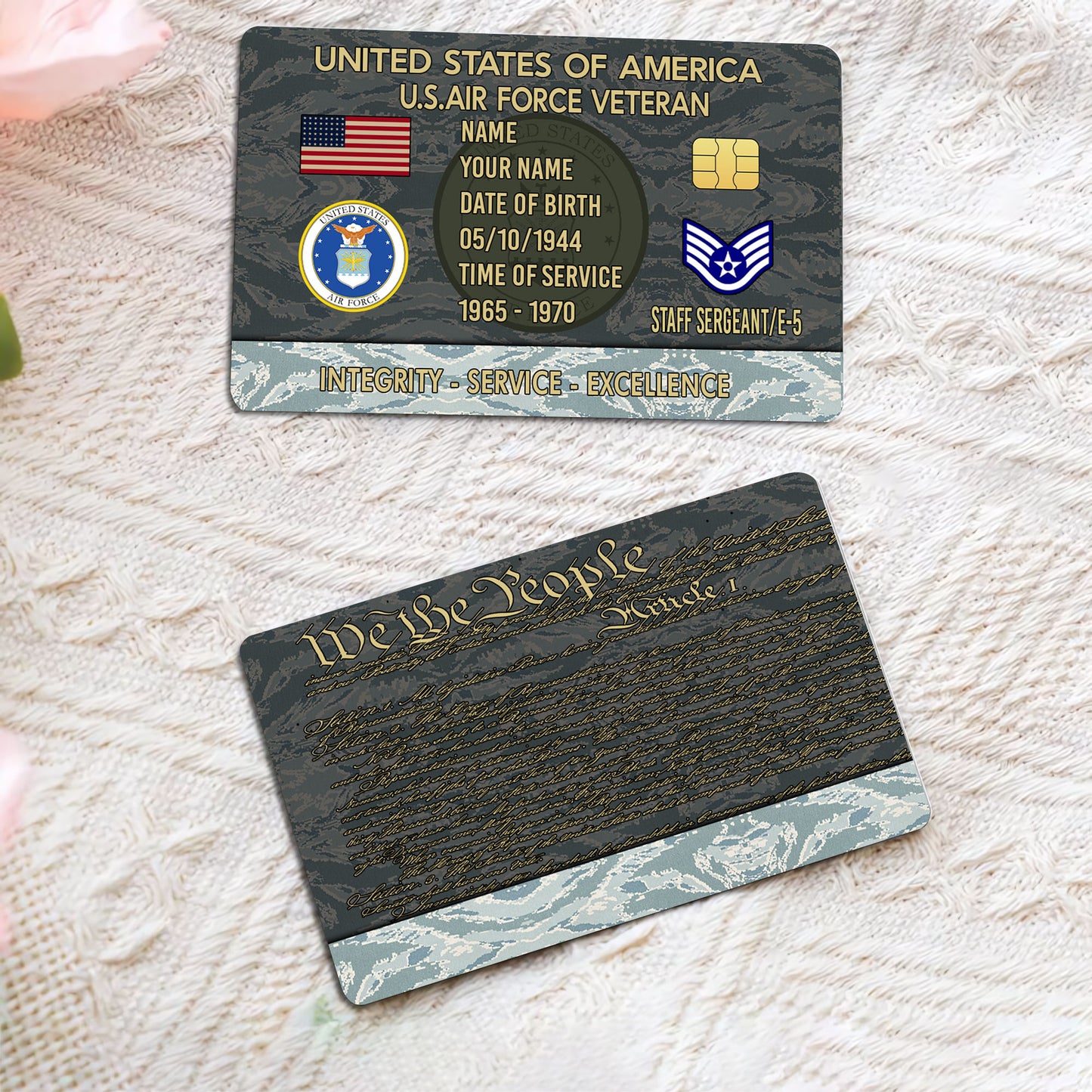 Air Force Badge - Personalized US Soldier/ Veteran With Rank, Name And Year Aluminum Wallet Card - 17758656