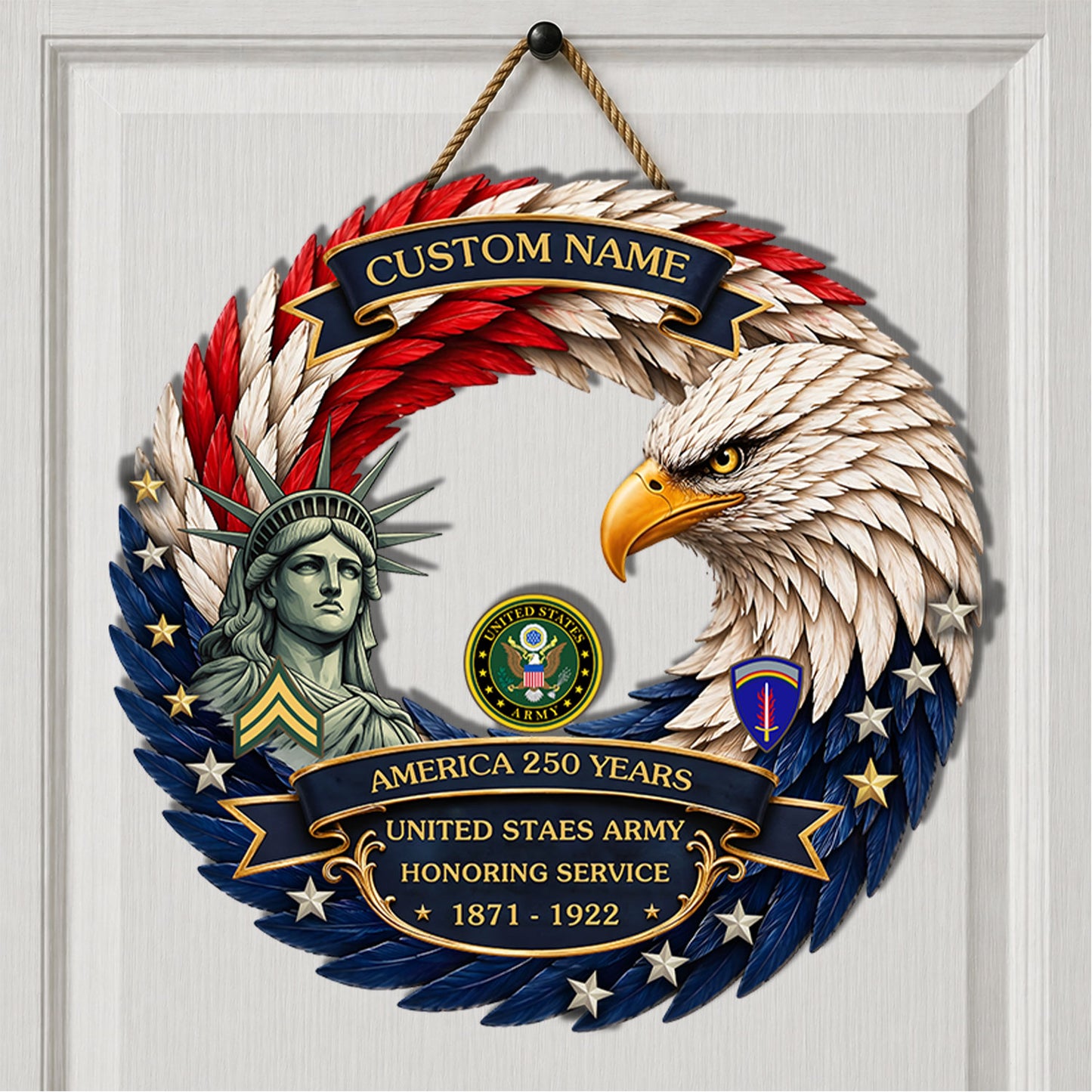 Army Division - Personalized Rank, Name And Year US Soldier/Veterans Wooden Sign - 17774208