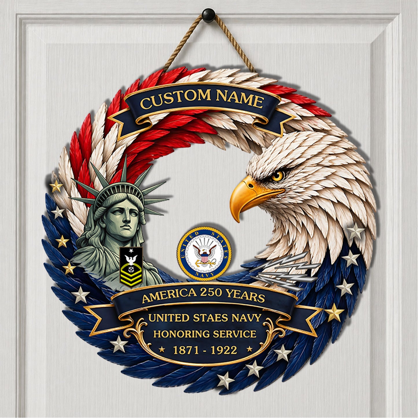 Navy Rating - Personalized Rank, Name And Year US Soldier/Veterans Wooden Sign - 17774208