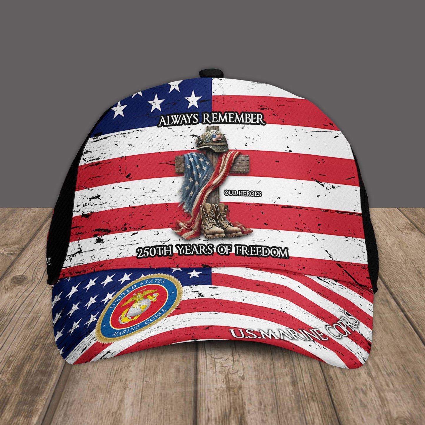Marine Battalions - Always Remember Our Heroes 250 Years Of Freedom - Personalized Military Cap, USA Cap, Custom Military Branch, Patriotic Gift - 17767296
