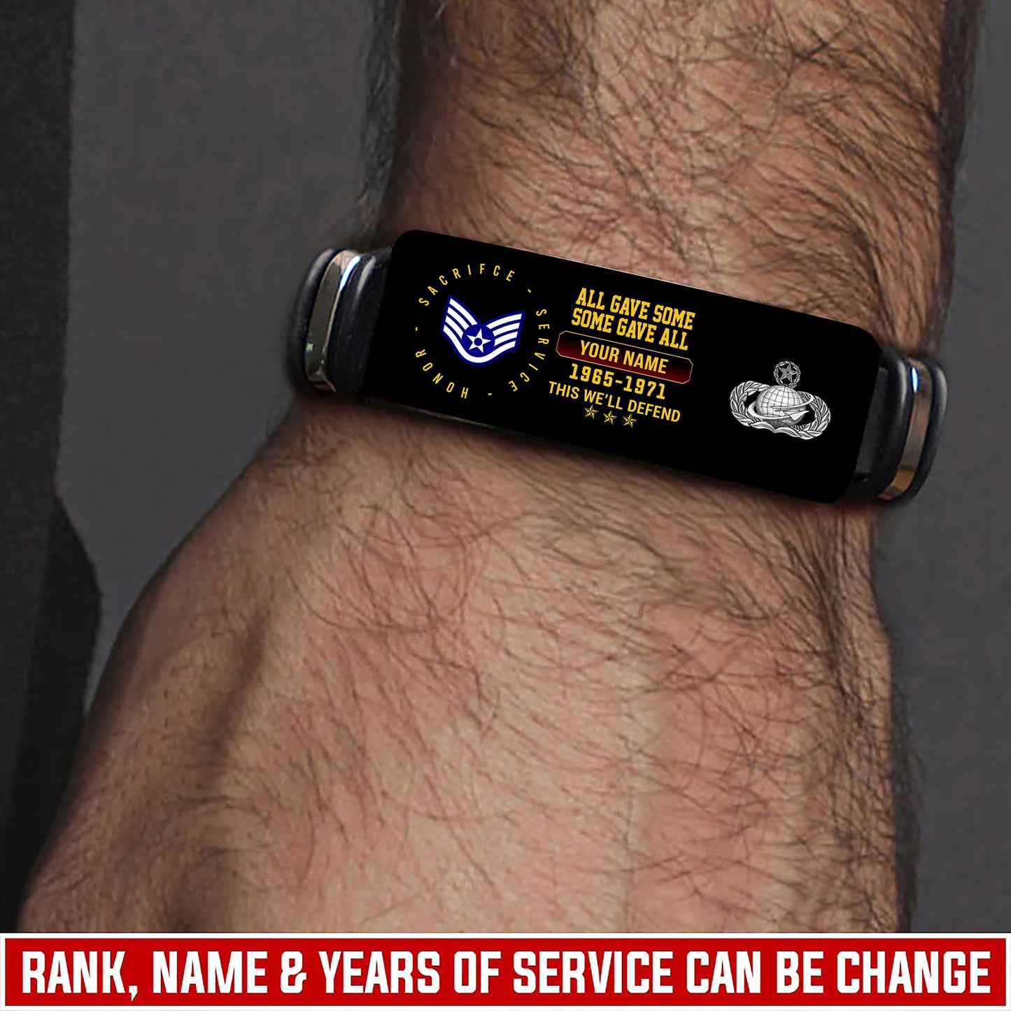 Air Force Badge - Personalized US Soldier/ Veteran With Rank, Name And Year Bracelet - 17453664