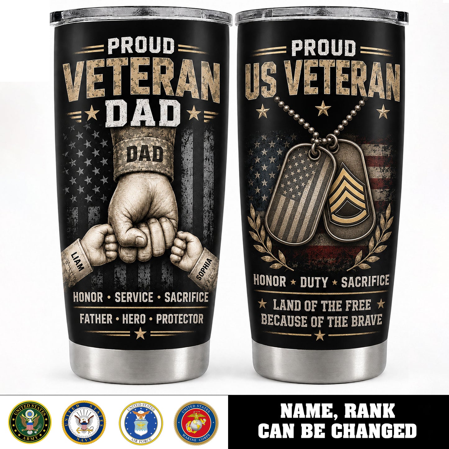 U.S. Marine Coprs - Proud Veteran Dad, Personalized Tumbler With Rank And Name 20OZ Tumbler - 1778544005
