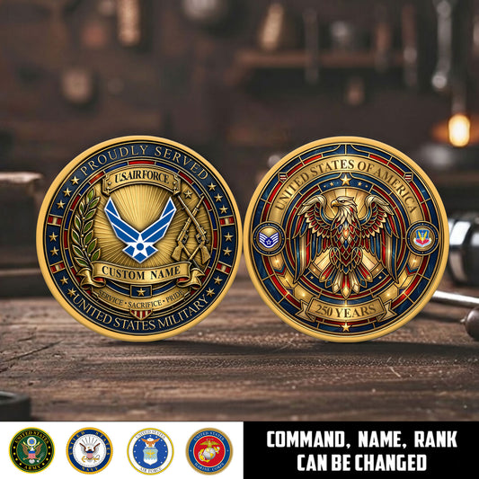 Air Force Command - Personalized US Veteran/ Soldier With Rank, Name And Year 250th Anniversary Coin - 1777420803