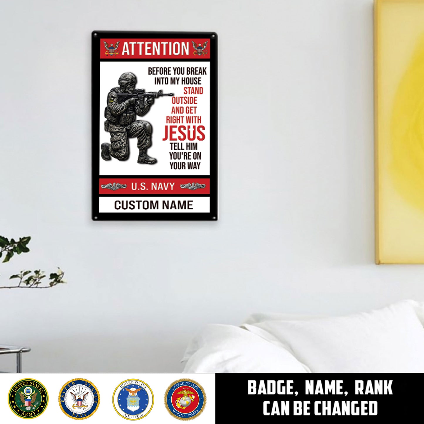 Navy Badge - Personalized US Soldier/ Veteran Cut Metal Sign - 17768160