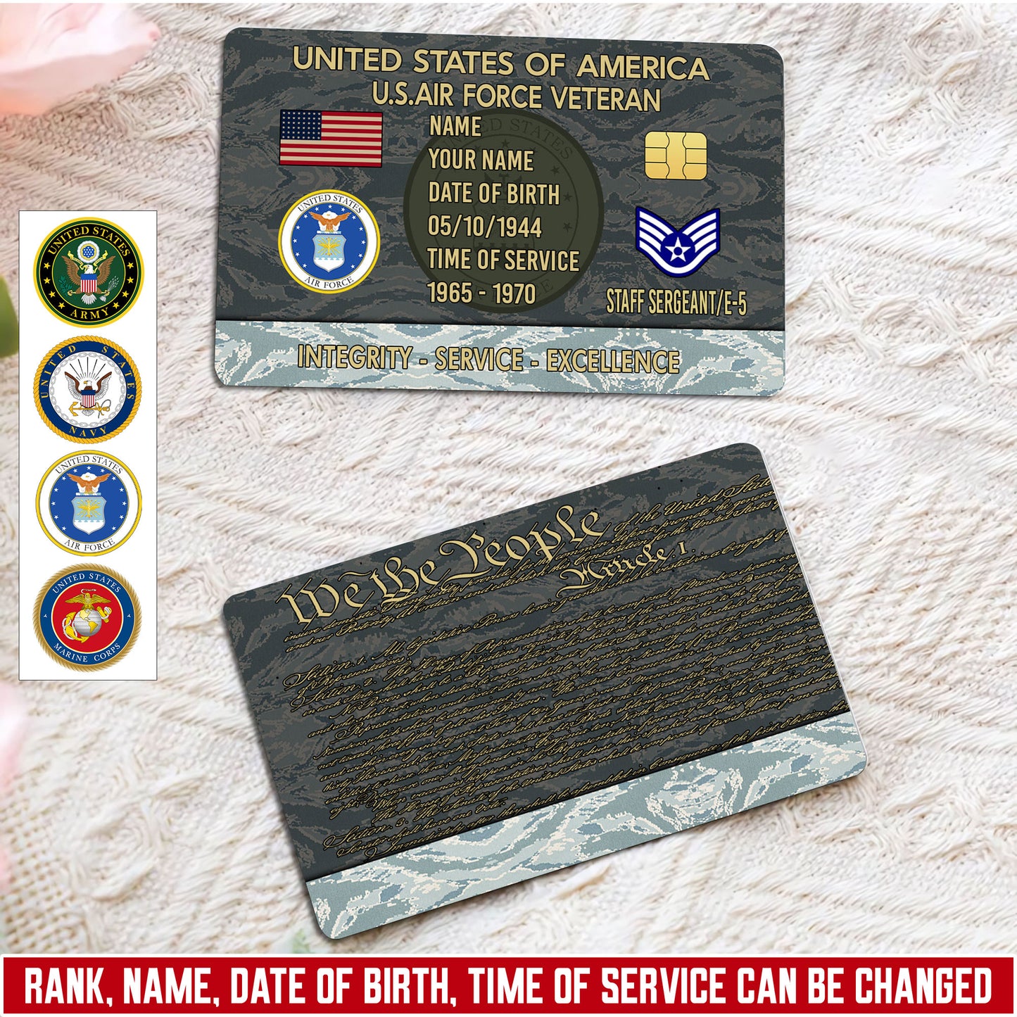 Air Force Badge - Personalized US Soldier/ Veteran With Rank, Name And Year Aluminum Wallet Card - 17758656