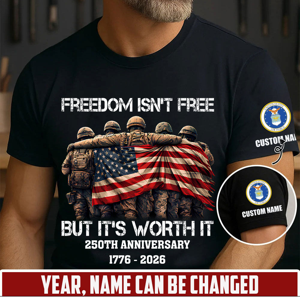 Air Force Badge - Personalized Name US Soldier/ Veteran T-Shirt - 1776470402