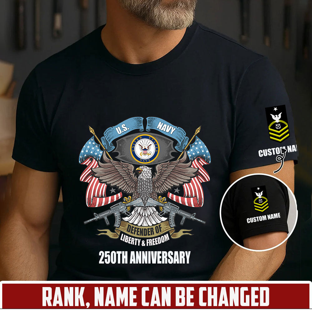 Navy Badge - Personalized Name US Soldier/ Veteran T-Shirt - 1776384002