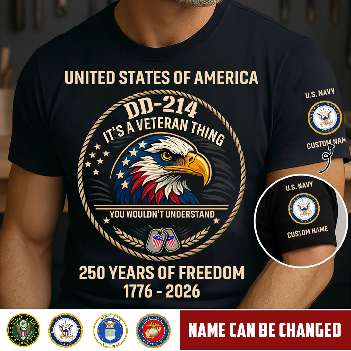 Navy Rating - DD-214 It's A Veteran Things - Personalized Shirt, Custom Veteran Military Branch Shirt, 250th USA Tee, Independence Day Shirt, Veteran Shirt, 4th Of July Tee - 1776729602