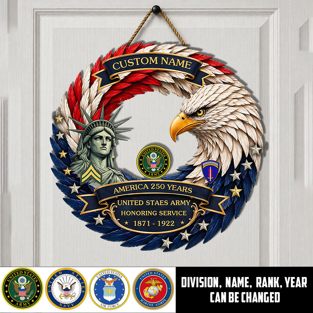 Army Division - Personalized Rank, Name And Year US Soldier/Veterans Wooden Sign - 17774208