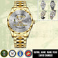 Navy Rating - Personalized US Soldier/ Veteran With Name, Rank And Year Gentleman Crystal Metal Watch - 17760384