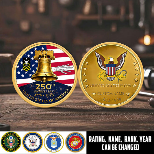 Navy Rating - Personalized US Veteran/ Soldier With Rank, Name And Year 250th Anniversary Coin - 1777420802