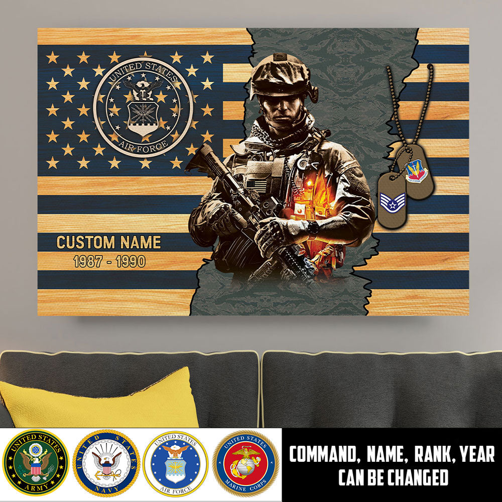 Air Force Command - Personalized US Soldier/Veteran with Rank, Name & Year Canvas - 1777334403