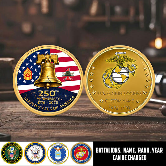 Marine Battalions - Personalized US Veteran/ Soldier With Rank, Name And Year 250th Anniversary Coin - 1777420802