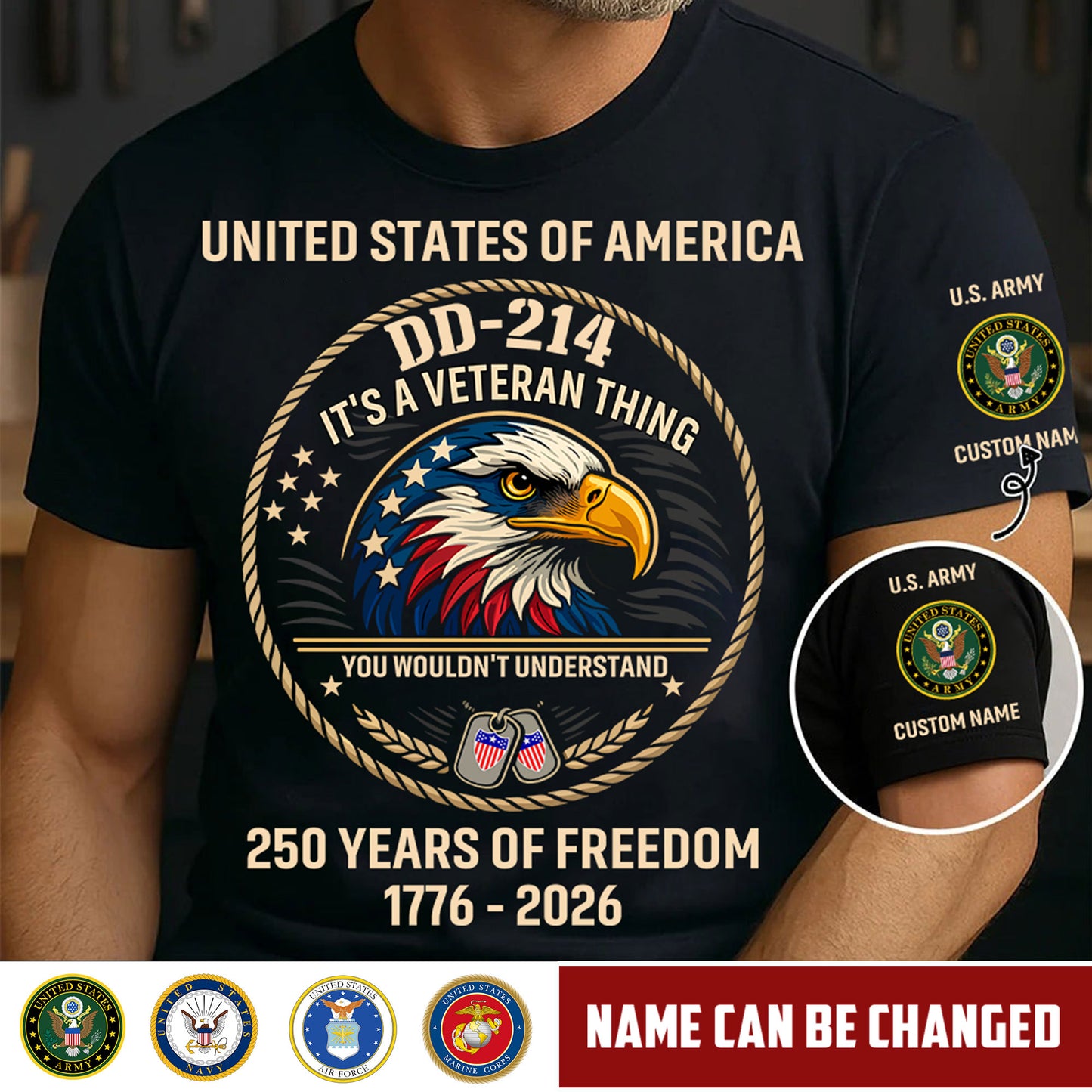 Army Branch - DD-214 It's A Veteran Things - Personalized Shirt, Custom Veteran Military Branch Shirt, 250th USA Tee, Independence Day Shirt, Veteran Shirt, 4th Of July Tee - 1776729602