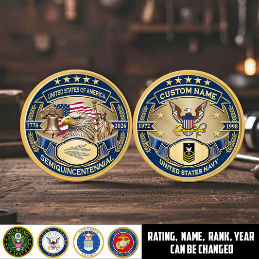 Navy Rating - Personalized US Veteran/ Soldier With Rank, Name And Year 250th Anniversary Coin - 1776643203