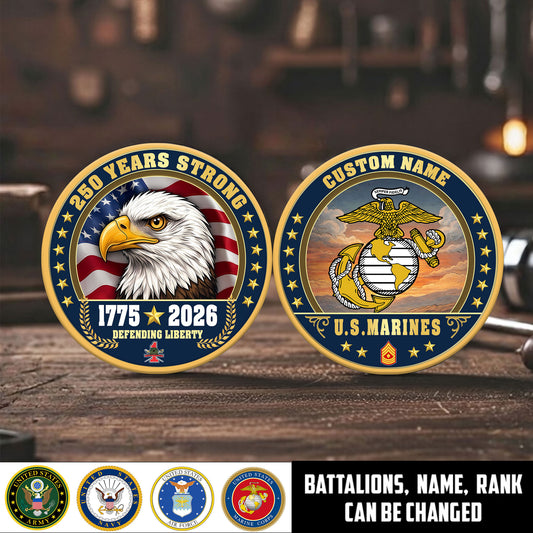 Marine Battalions - Personalized US Veteran/ Soldier With Rank, Name And Year 250th Anniversary Coin - 1776643202