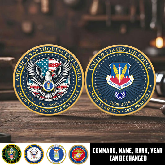 Air Force Command - Personalized US Veteran/ Soldier With Rank, Name And Year 250th Anniversary Coin - 17766432