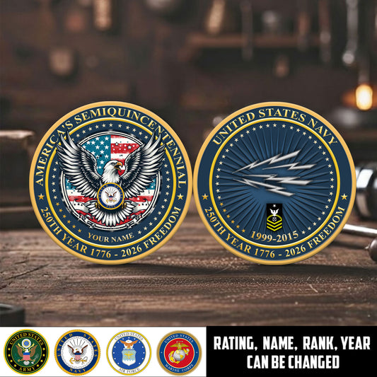Navy Rating - Personalized US Veteran/ Soldier With Rank, Name And Year 250th Anniversary Coin - 17766432