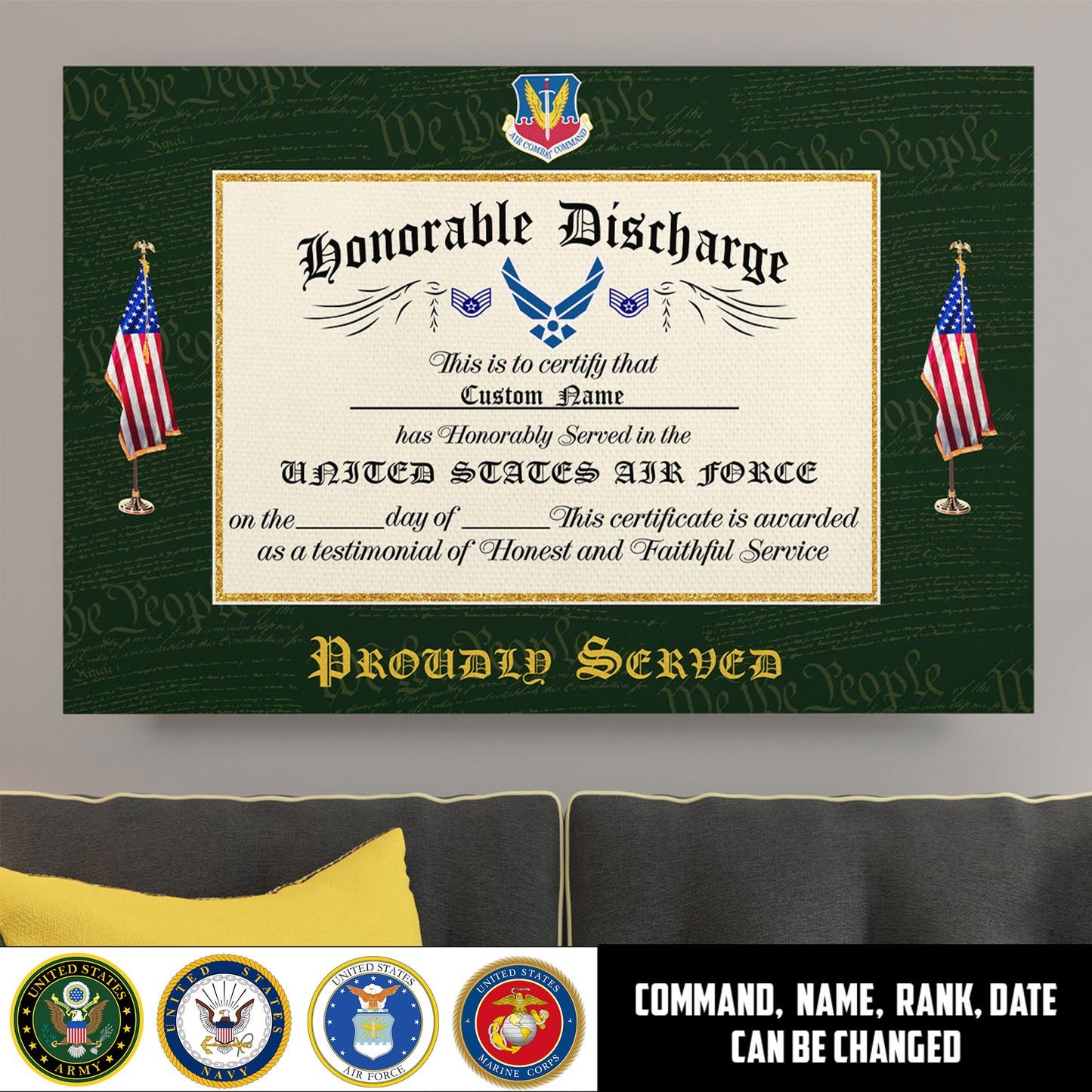 Air Force Command  - Personalized US Soldier/Veteran with Rank, Name & Year Canvas - 1777075203