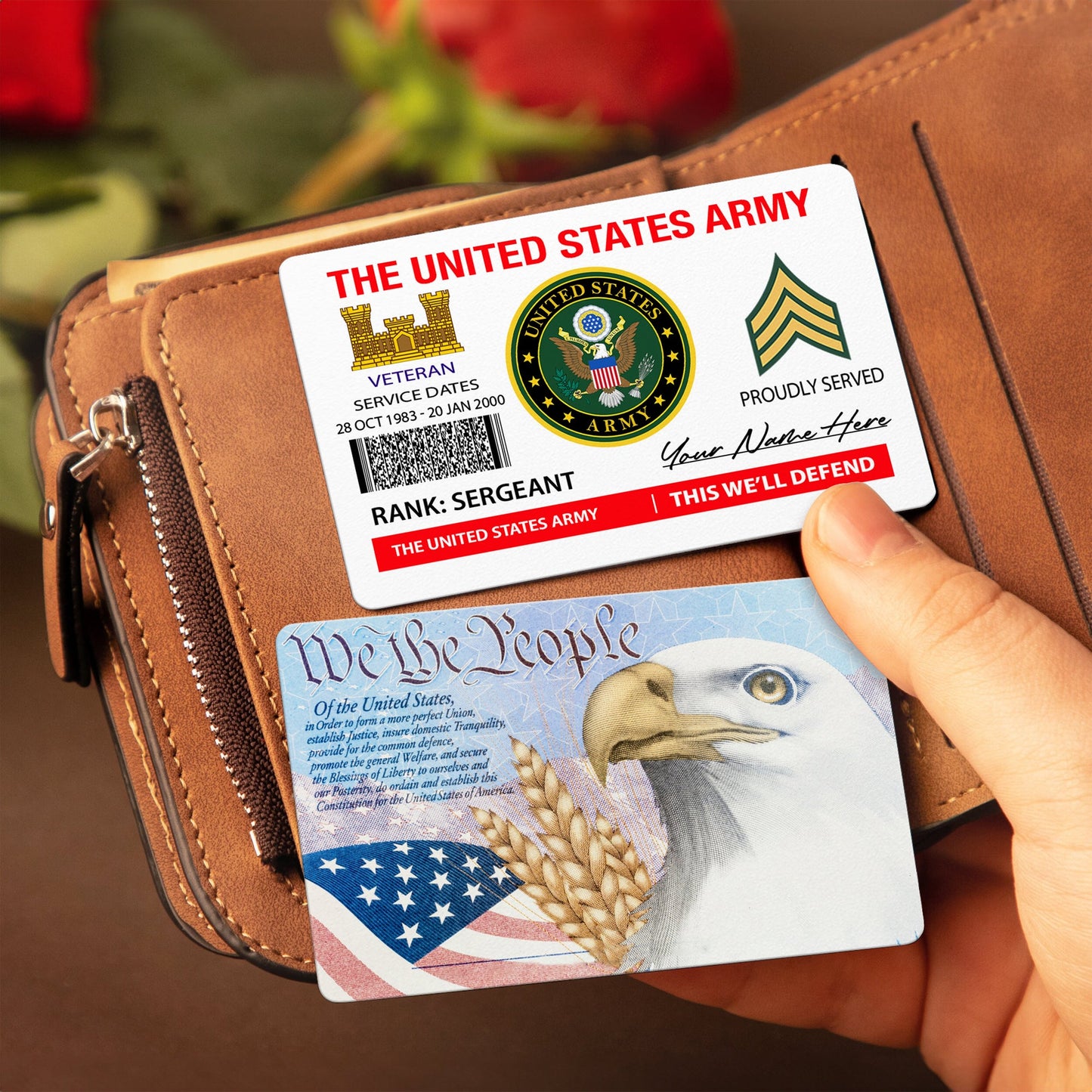 Army Branch - Personalized US Soldier/ Veteran Aluminum Wallet Card - 17490816