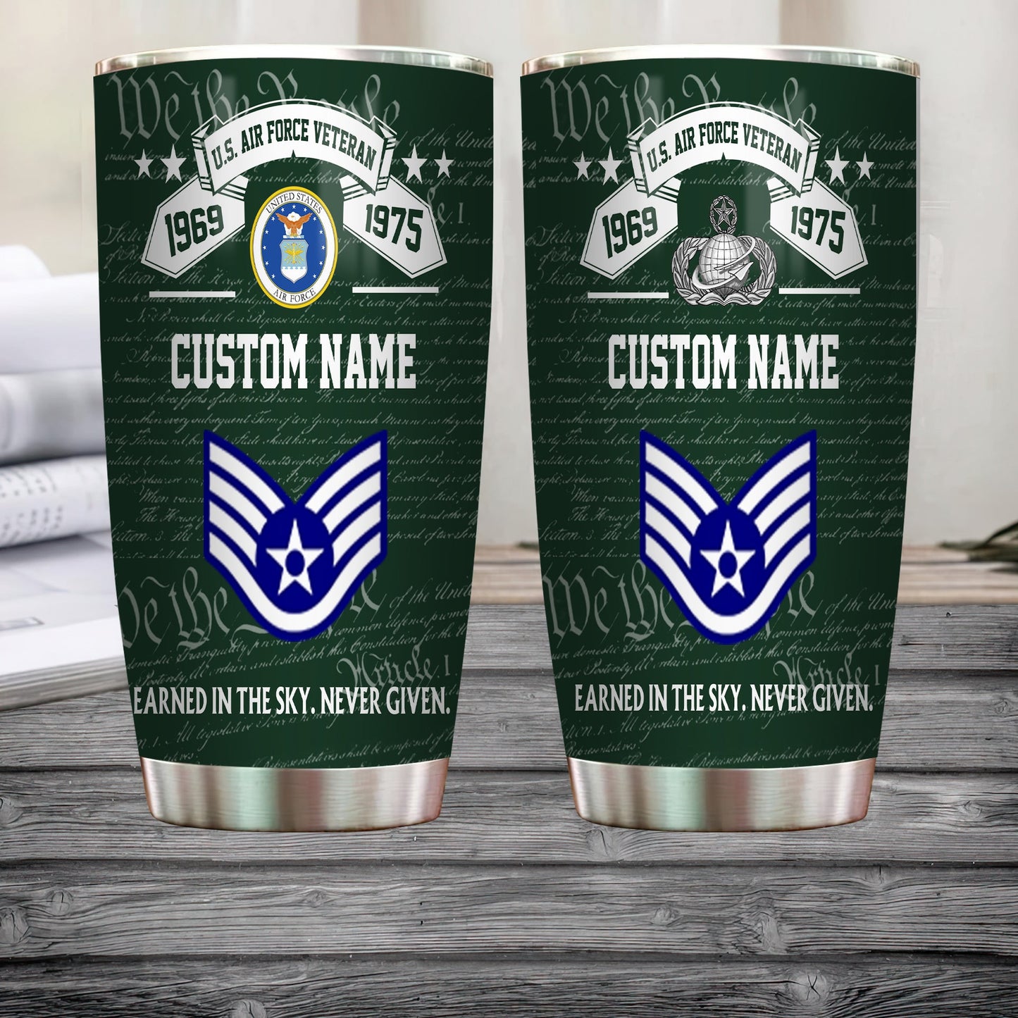 Air Force Badge - Personalized US Soldier/ Veteran Tumbler - 17492544