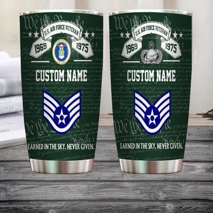 Air Force Badge - Personalized US Soldier/ Veteran Tumbler - 17492544