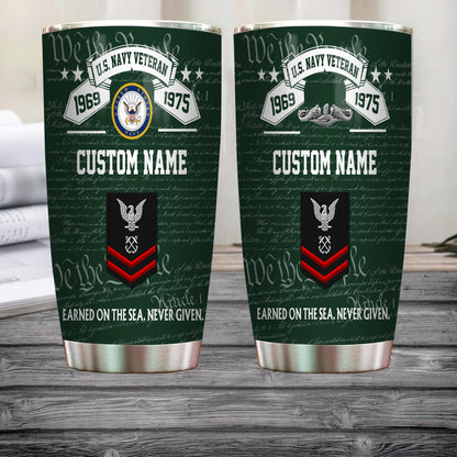 Navy Badge - Personalized US Soldier/ Veteran Tumbler - 17492544