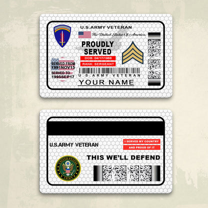 Army Division - Personalized US Soldier/ Veteran Aluminum Wallet Card - 17488224