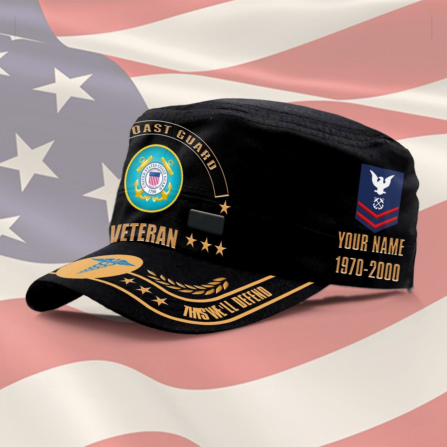 Coast Guard Rating - Personalized US Soldier/ Veteran With Name, Rank And Year Military Cap - 17400960