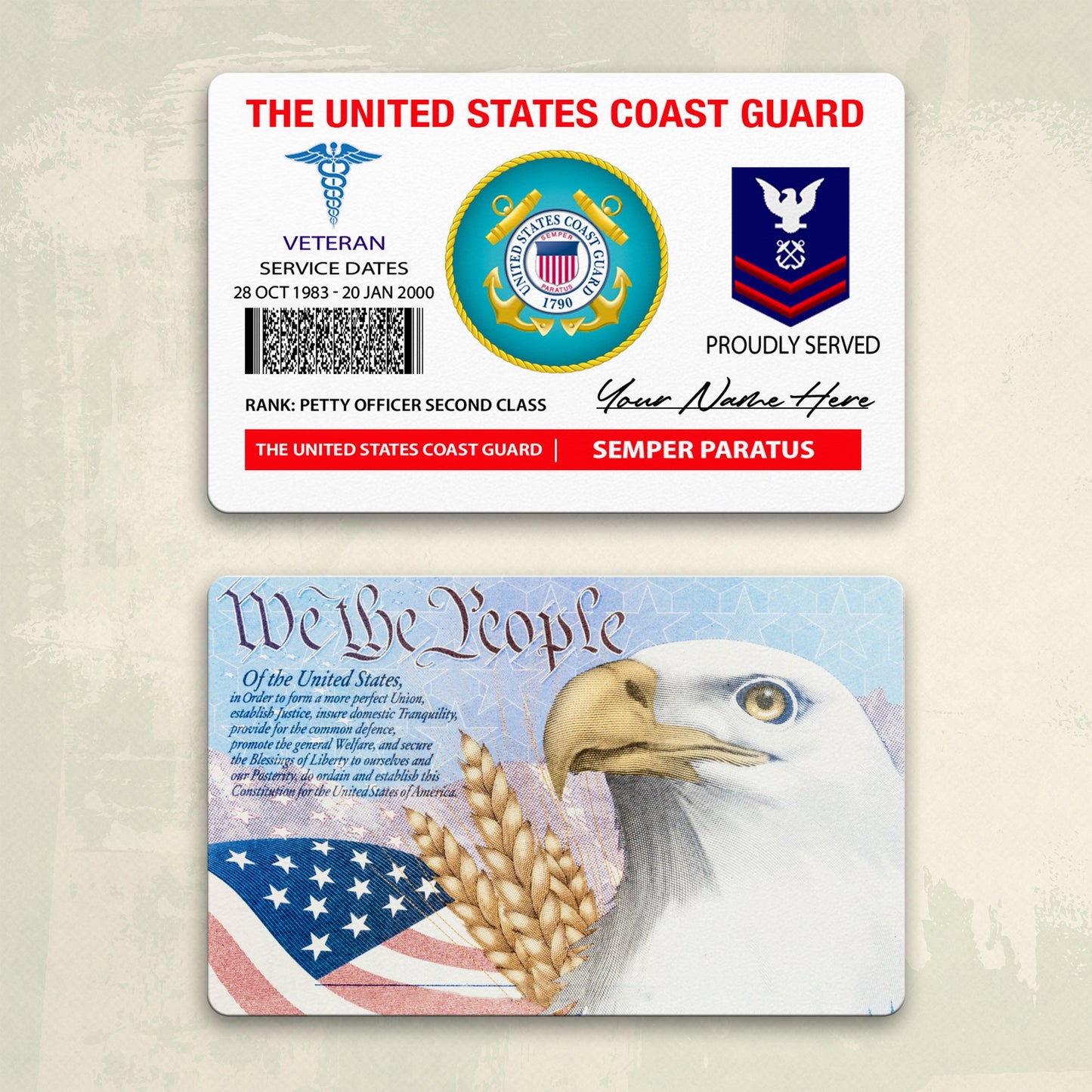 Coast Guard Rating - Personalized US Soldier/ Veteran Aluminum Wallet Card - 17490816