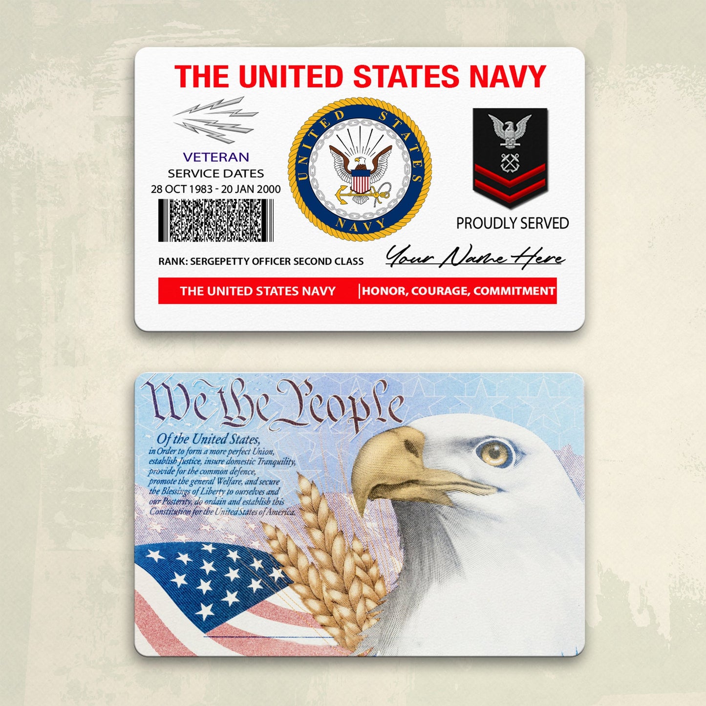 Navy Rating - Personalized US Soldier/ Veteran Aluminum Wallet Card - 17490816