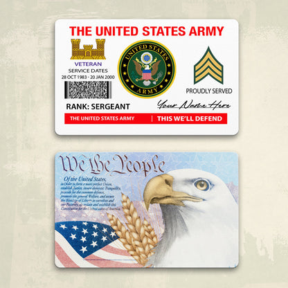 Army Branch - Personalized US Soldier/ Veteran Aluminum Wallet Card - 17490816