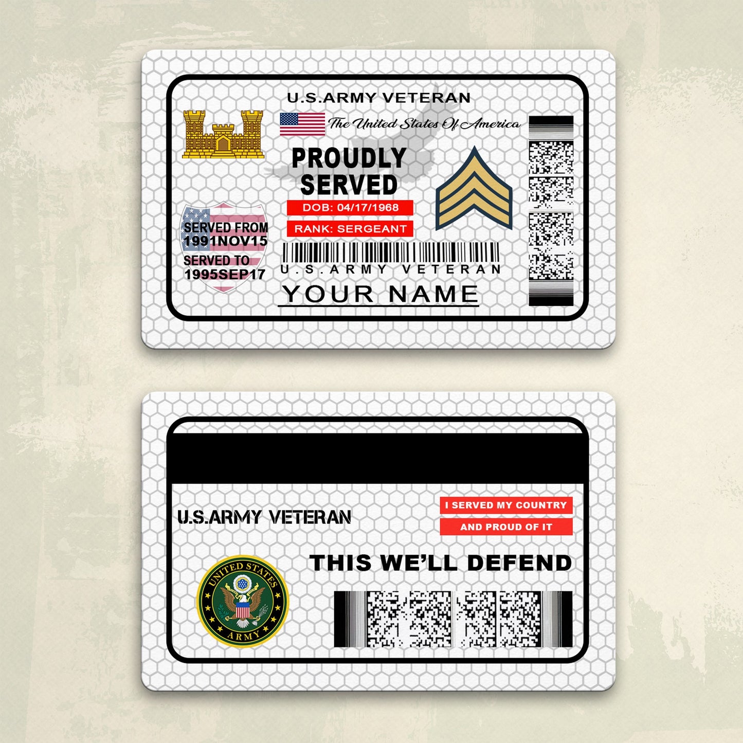Army Branch - Personalized US Soldier/ Veteran Aluminum Wallet Card - 17488224