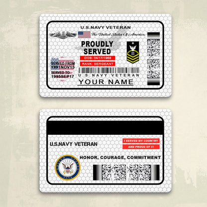 Navy Badge - Personalized US Soldier/ Veteran Aluminum Wallet Card - 17488224