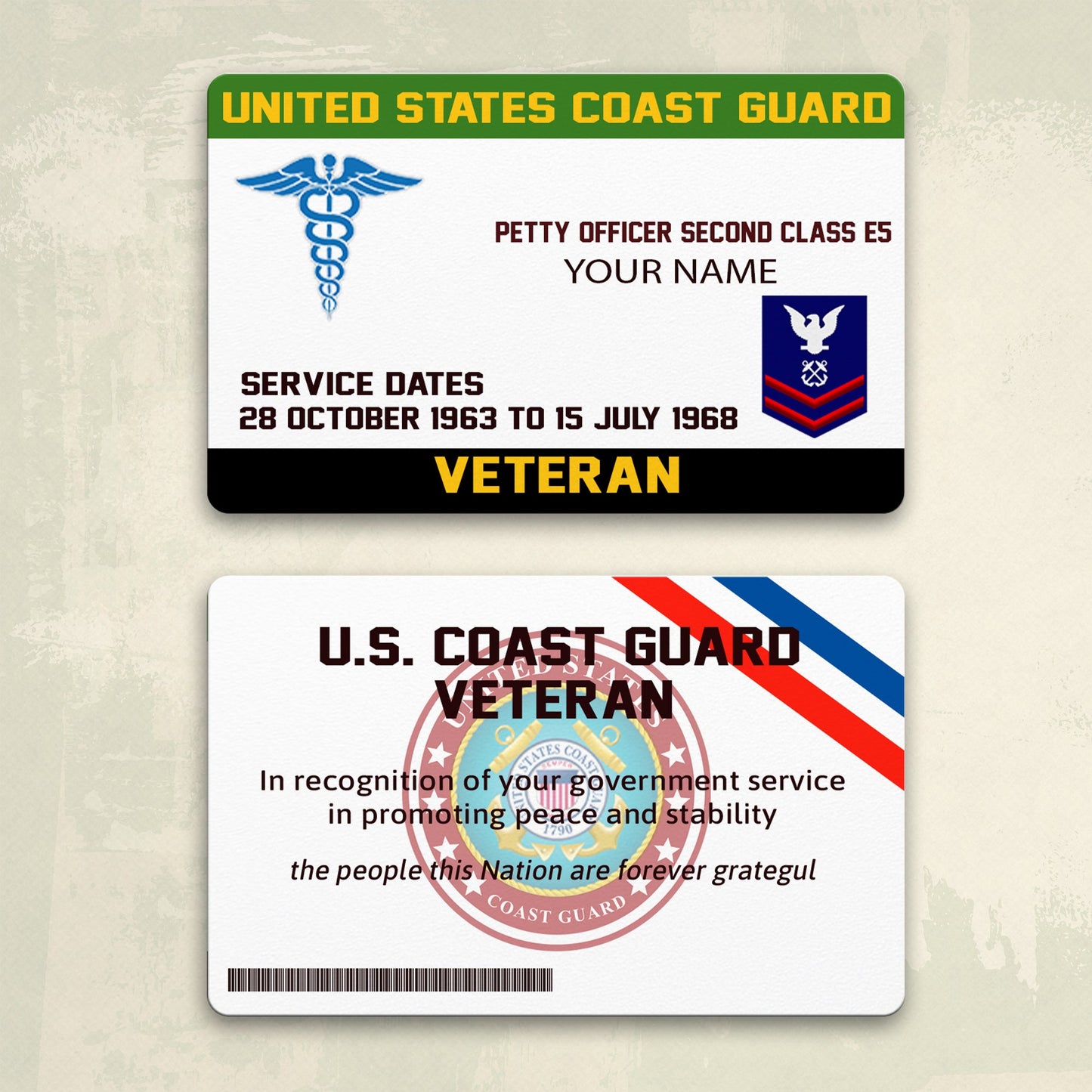 Coast Guard Rating - Personalized US Soldier/ Veteran Aluminum Wallet Card - 17489952