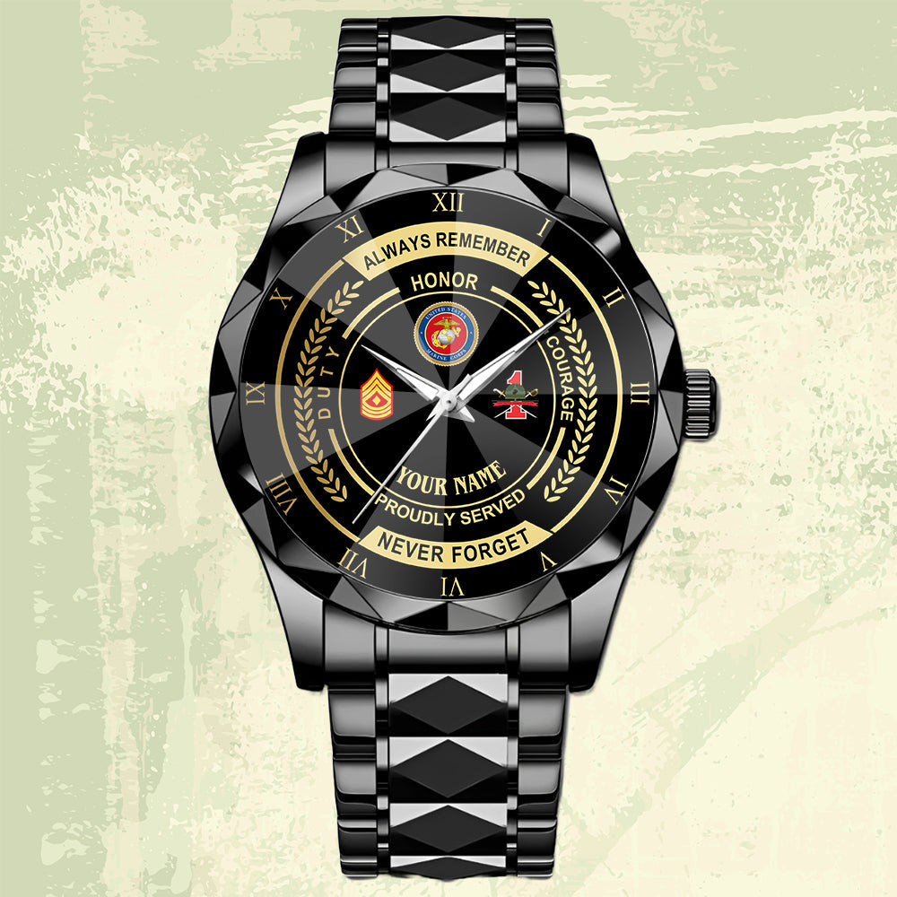 Marines Battalions - Personalized US Soldier/ Veteran Rank And Name Gentleman Crystal Metal Watch - 17447616
