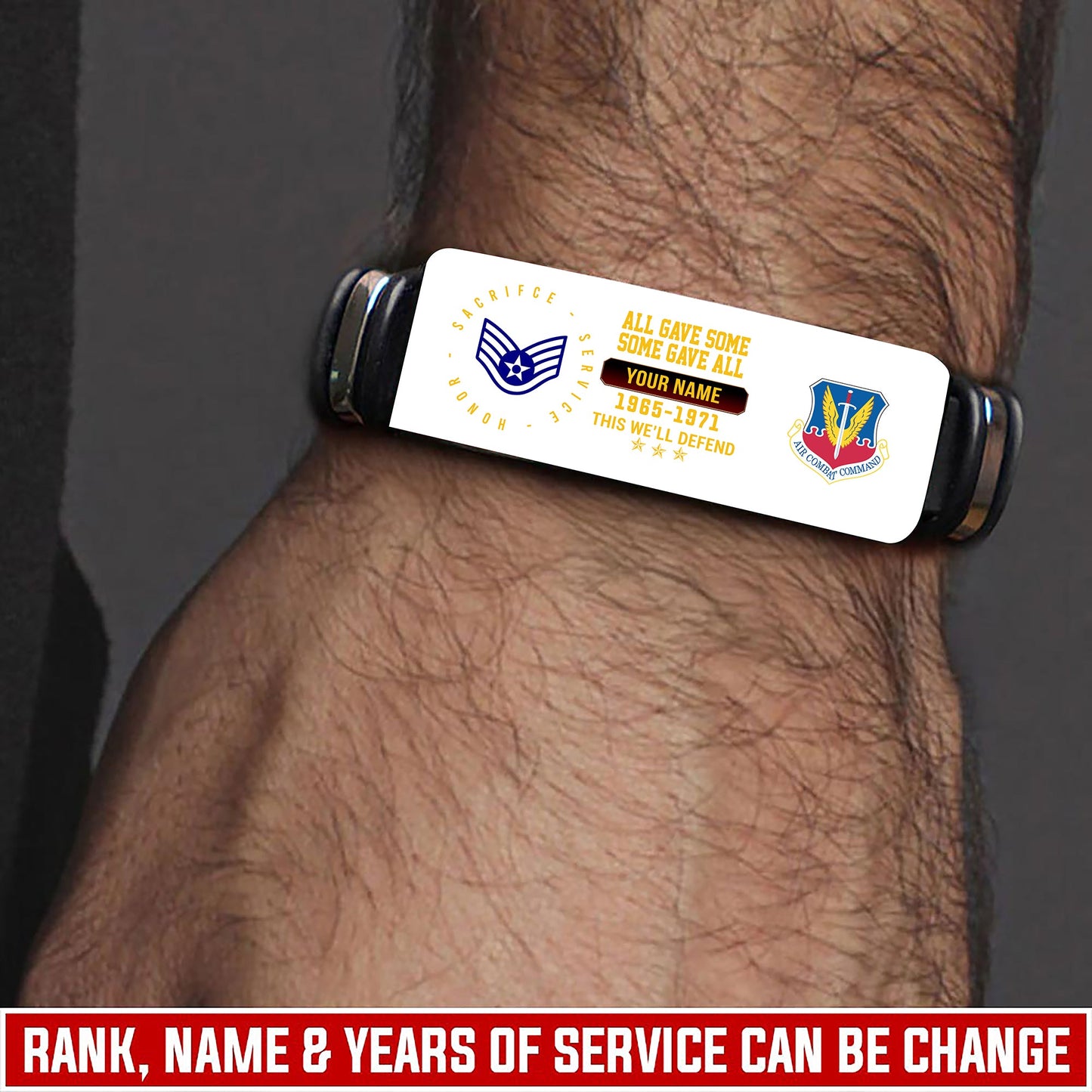 Air Force Command - Personalized US Soldier/ Veteran With Rank, Name And Year Bracelet - 17453664
